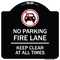 Signmission Fire Lane Keep Clear All Times W/ Graphic Heavy-Gauge Aluminum Sign, 18" x 18", BW-1818-23984 A-DES-BW-1818-23984 - alternate 1